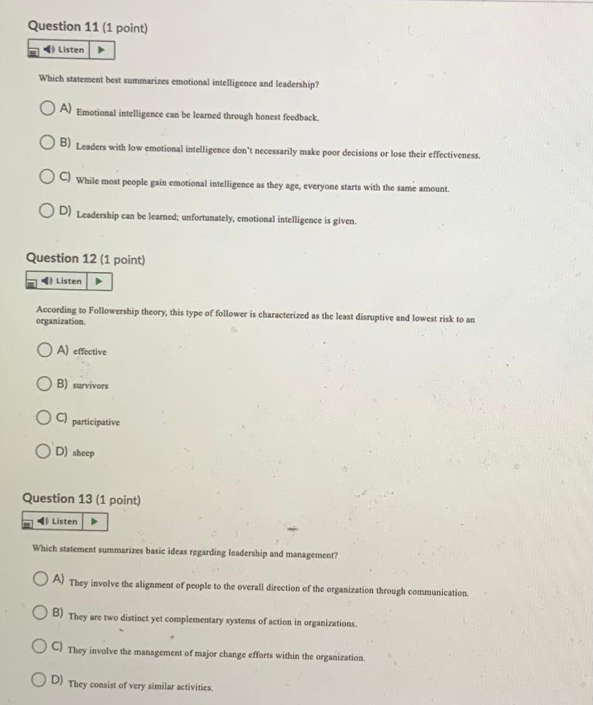 asap Question 11 (1 point) Listen Which statement