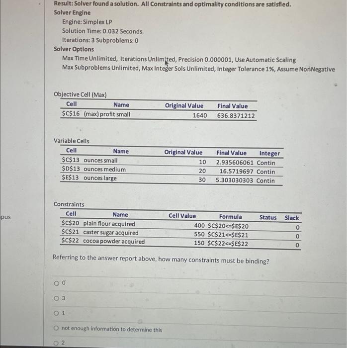 Result: Solver found a solution. All constraints