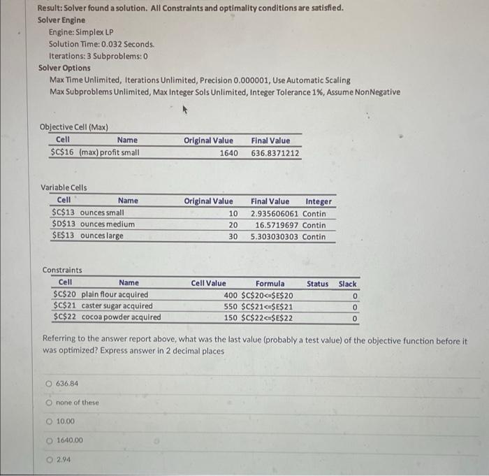 Result: Solver found a solution. All constraints