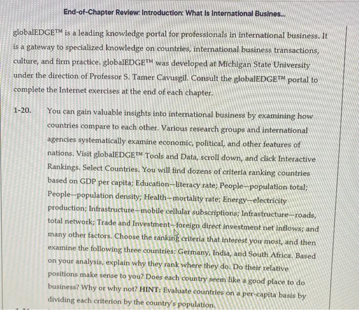 You can gain valuable insights into international