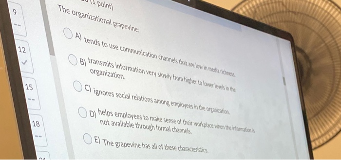 The organizational grapevine, point) O Atends to