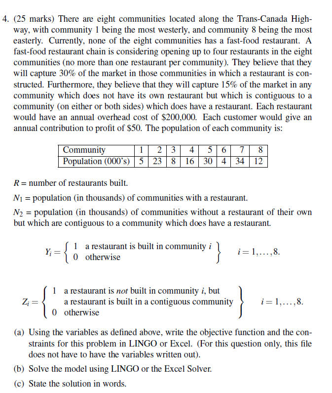 4. (25 marks) There are eight communities located