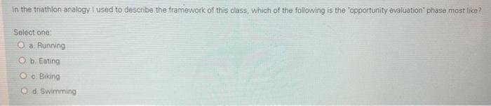 In the thathlon analogy used to describe the