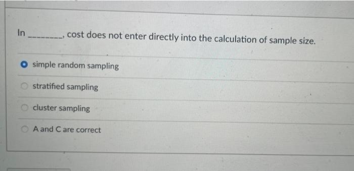 In cost does not enter directly into the