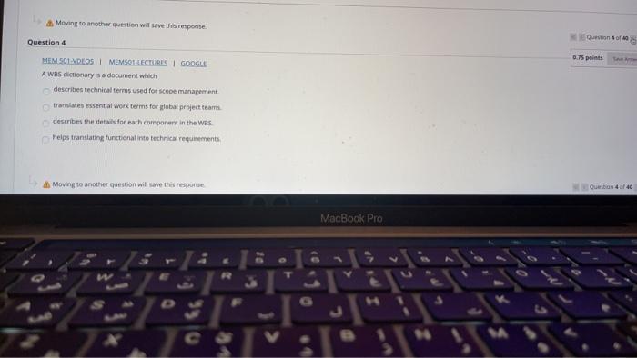 Moving to another question will save this