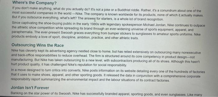 Case 11.1 Nike | Spreading out to Win the Race