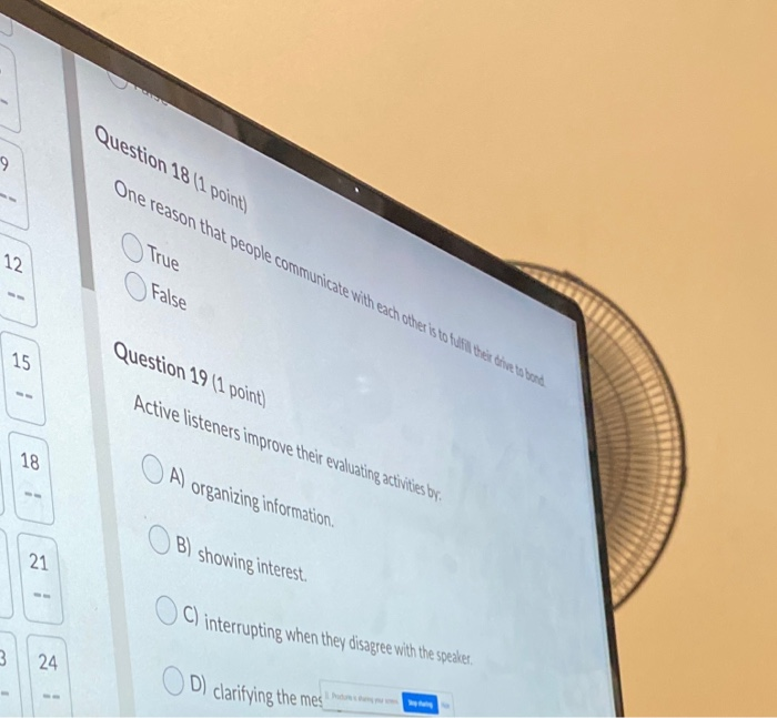 Question 1811 point) One reason that people