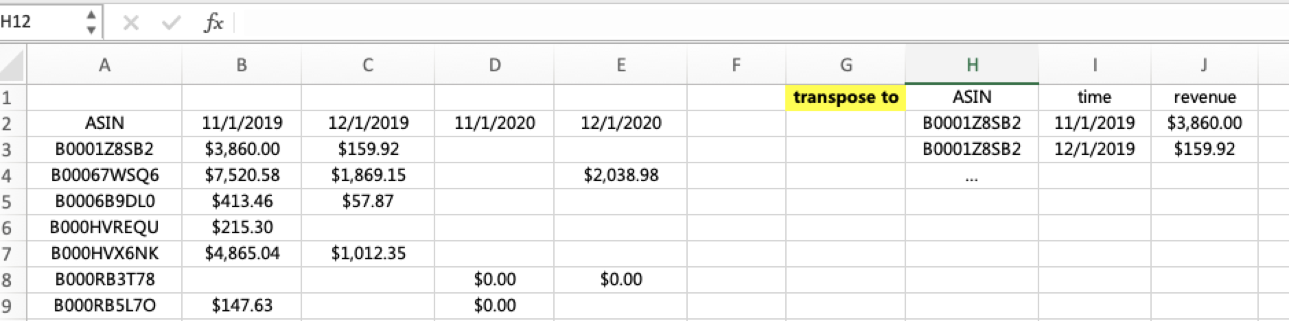 How do i transpose the data like this? Please