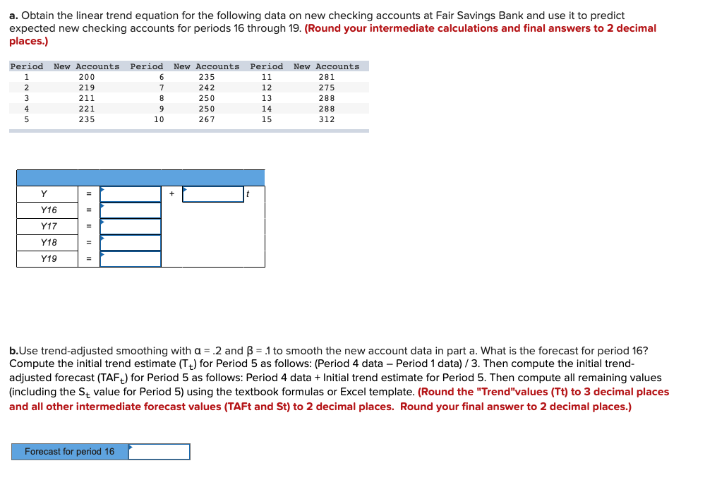 a. Obtain the linear trend equation for the