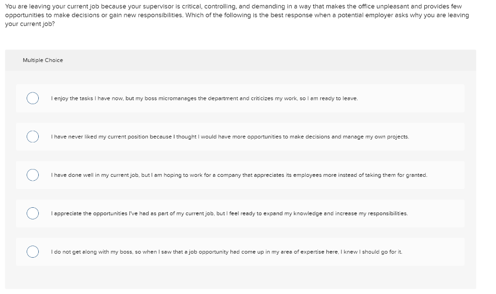 Please help! You are leaving your current job