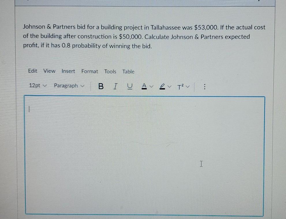 Johnson & Partners bid for a building project