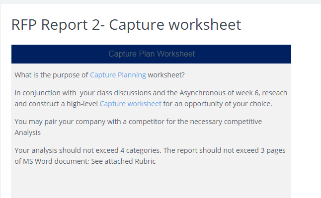 REP Report 2- Capture worksheet Capture Plan