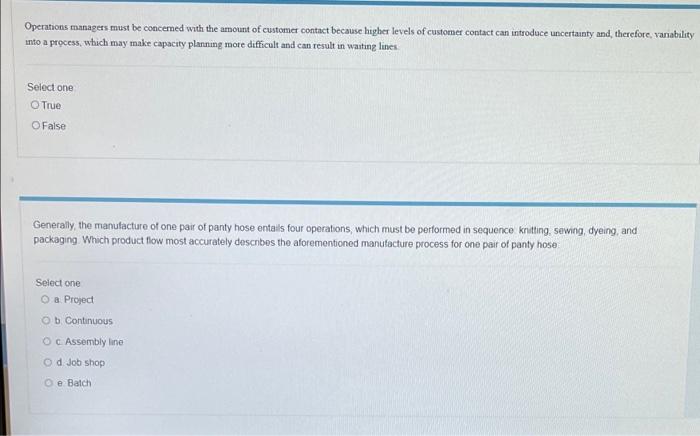 help ASAP please. Operations managers must be