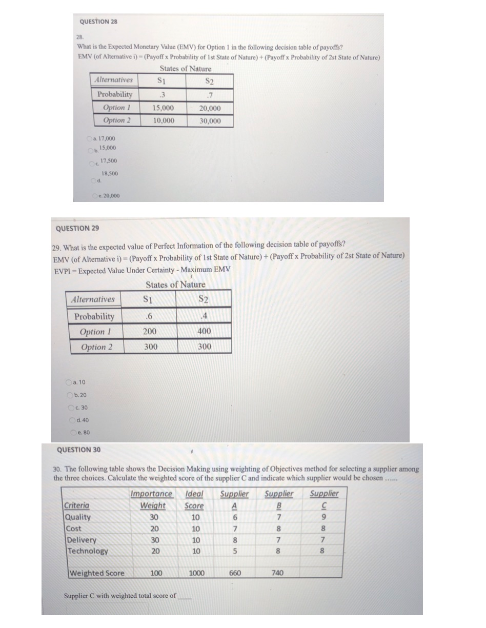 QUESTION 28 28 What is the Expected Monetary