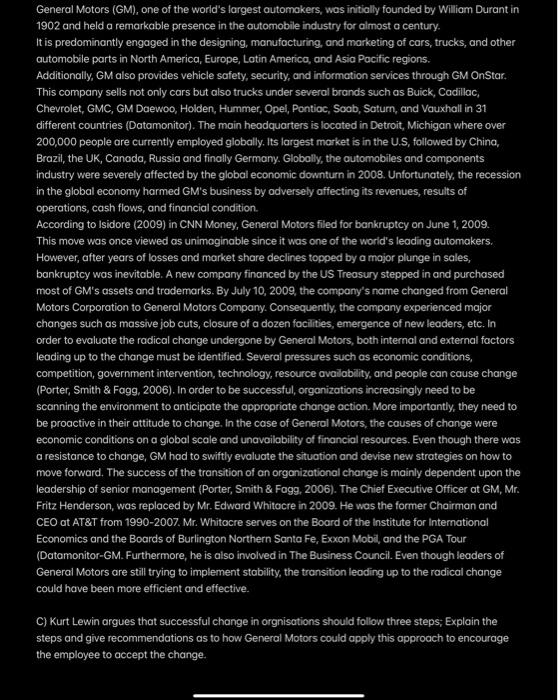 General Motors (GM), one of the world's largest