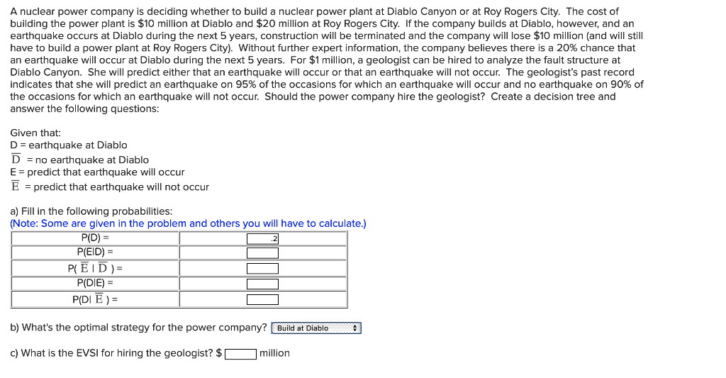 A nuclear power company is deciding whether to