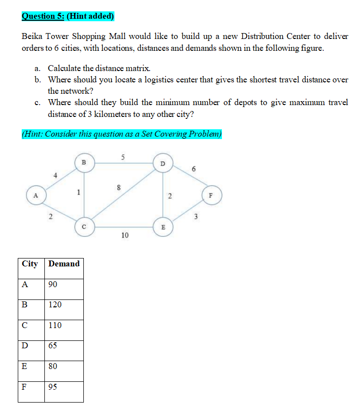 Question 5: (Hint added) Beika Tower Shopping