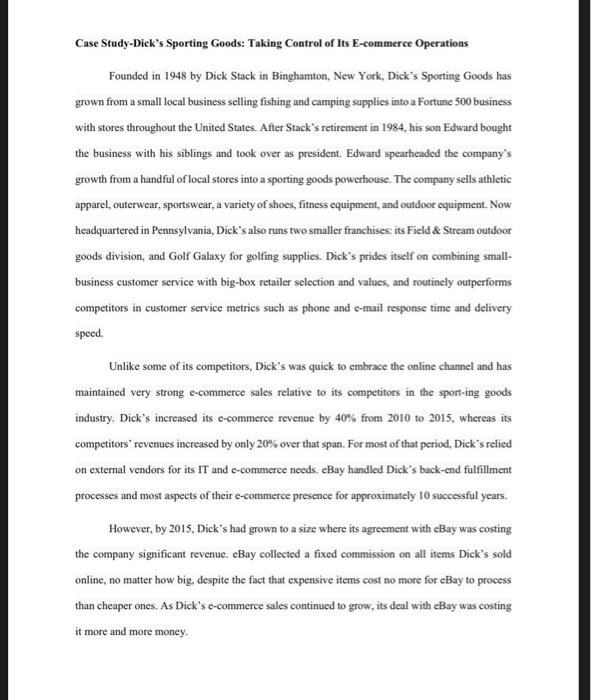 Case Study-Dick's Sporting Goods: Taking Control