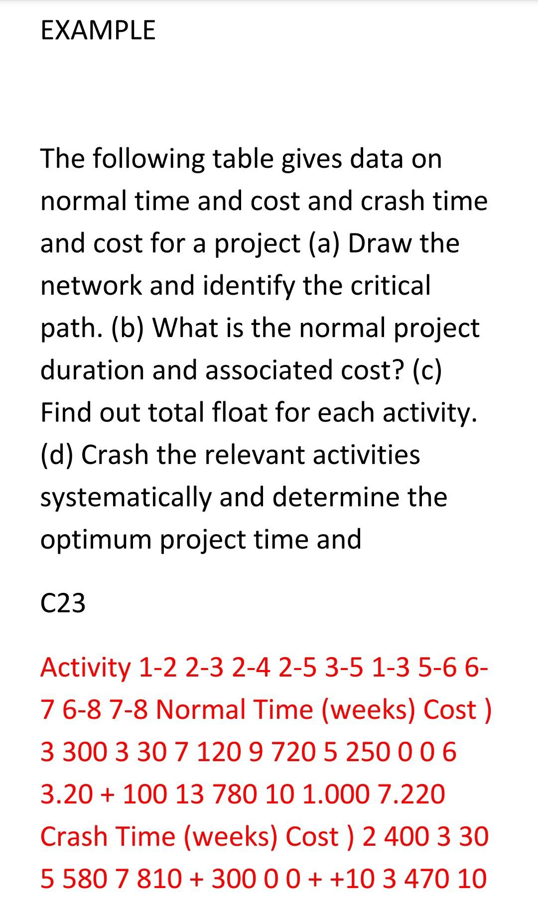 . EXAMPLE The following table gives data on