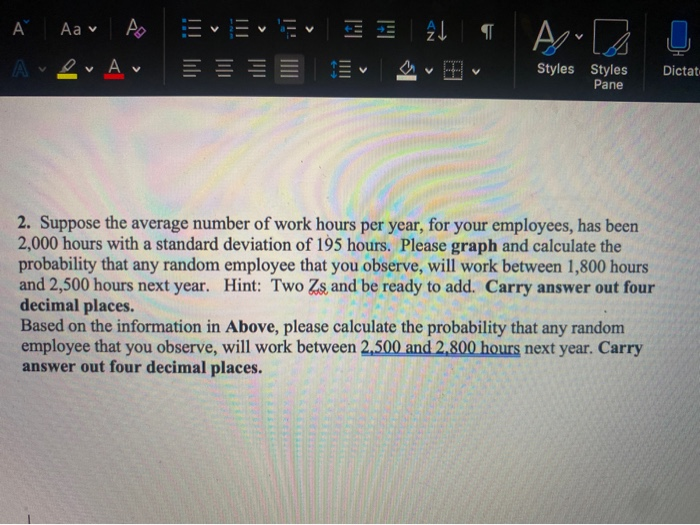 A N> Avev Av E V V Styles Styles Pane Dictat 2.