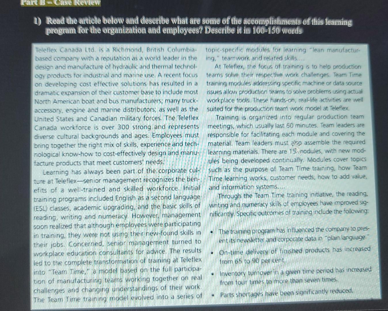 Part B-Case Review 1) Read the article below and