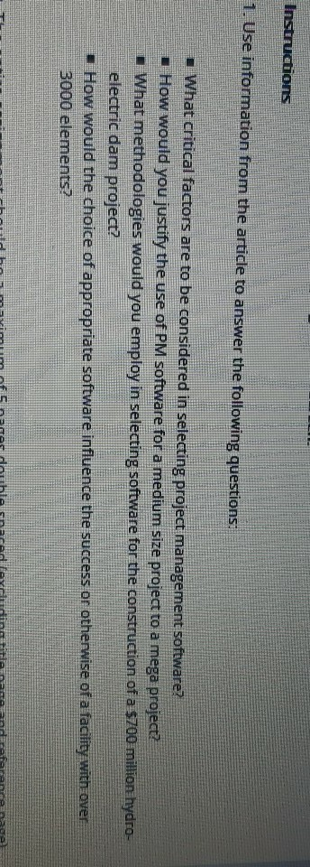 Instructions 1. Use information from the article