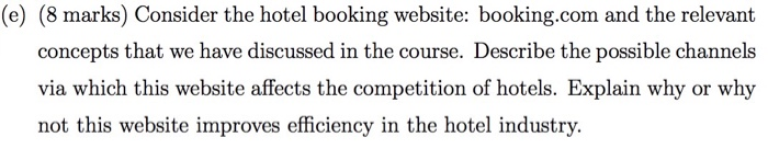 (e) (8 marks) Consider the hotel booking website: