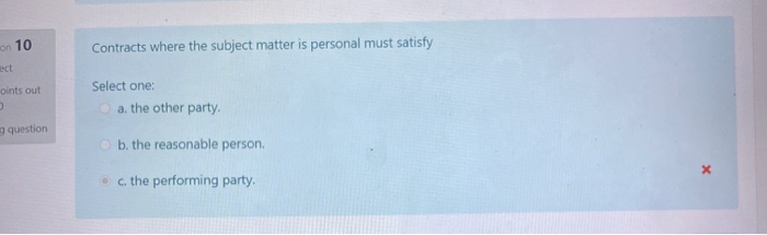 Please do not choose the answer with a X next to