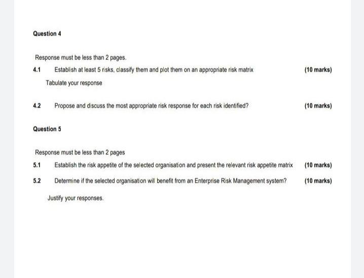 Response must be less than 2 pages. 4.1 Establish