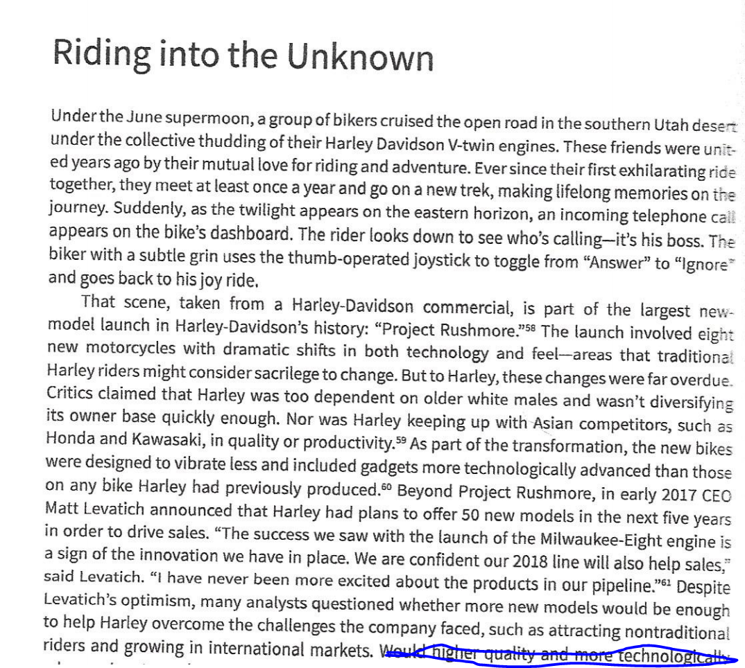 Read the Harley Davidson case for background