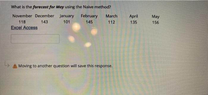 What is the forecast for May using the Naive