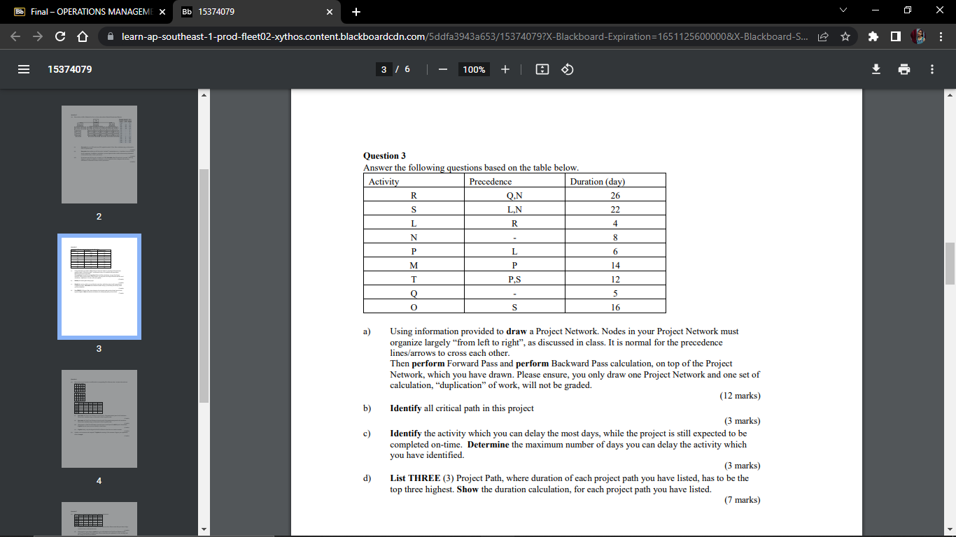 Bb Final - OPERATIONS MANAGEME X Bb 15374079 D