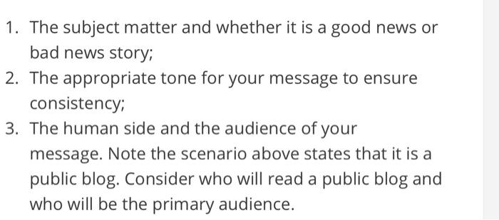 1. The subject matter and whether it is a good