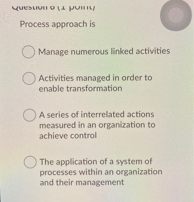 Question 7 (1 point) "In order to improve a