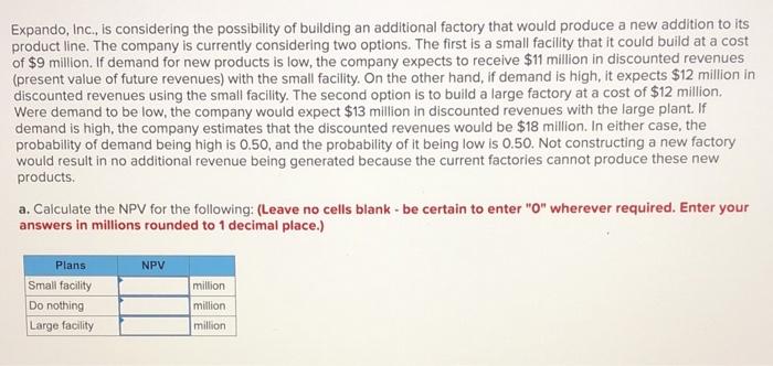 Expando, Inc., is considering the possibility of