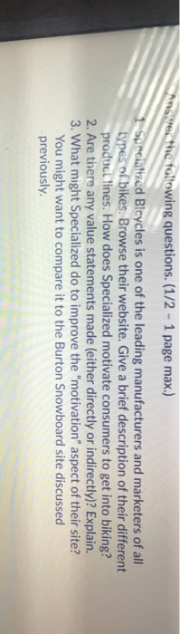 Answer the following questions. (1/2 - 1 page