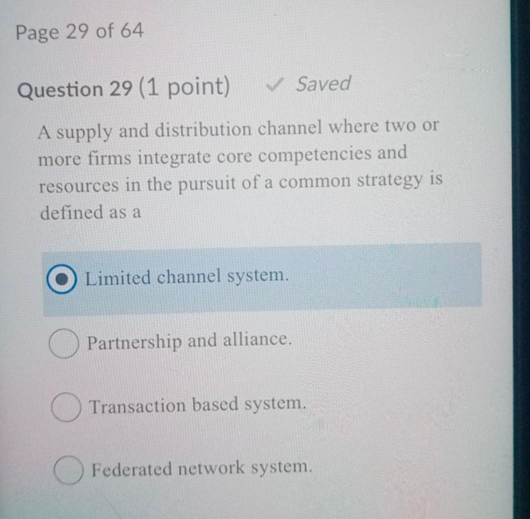 Page 29 of 64 Saved Question 29 (1 point) A