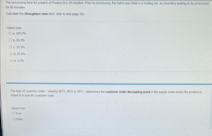 The processing time for a batch of Product Ais 20