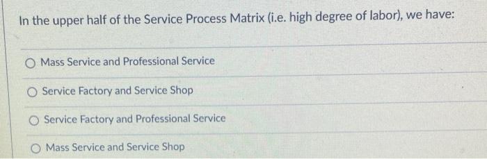 In the upper half of the Service Process Matrix