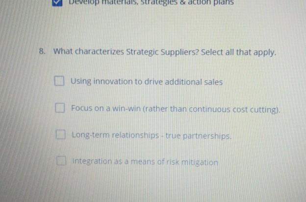 develop als, strategies & action plans 8. What