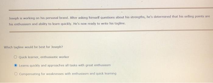 Joseph is working on his personal brand. After