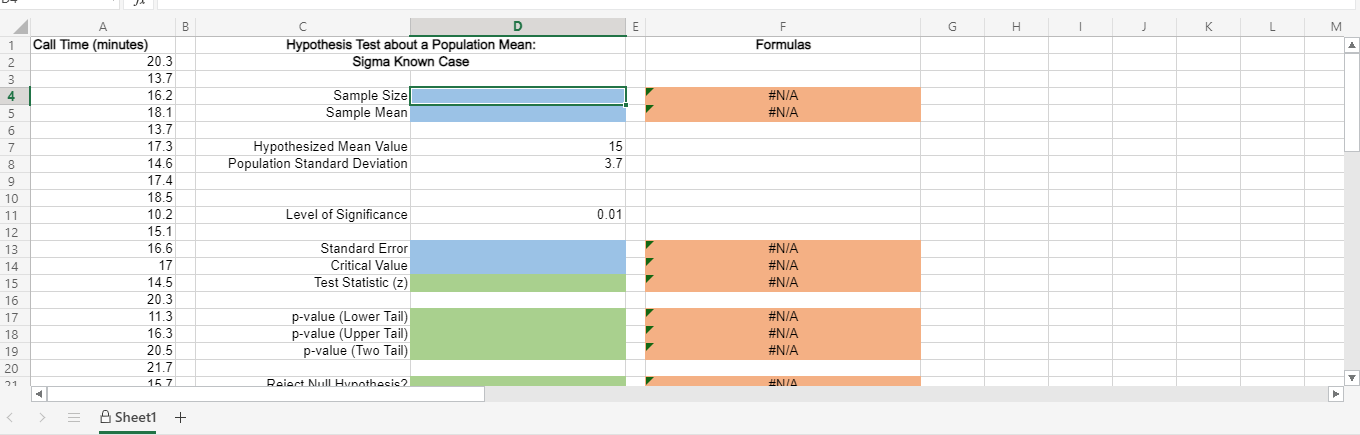 B E G H J L M D Hypothesis Test about a