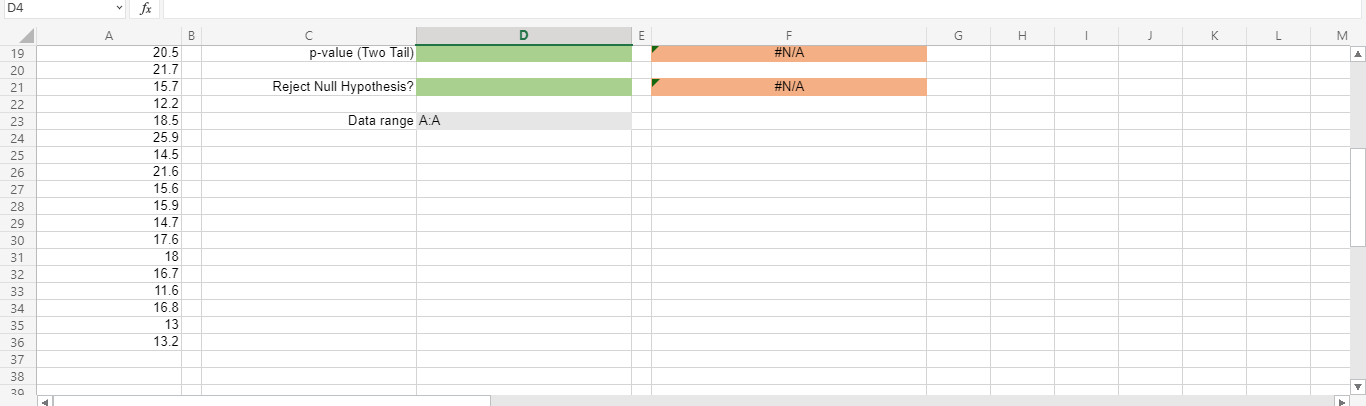 B E G H J L M D Hypothesis Test about a