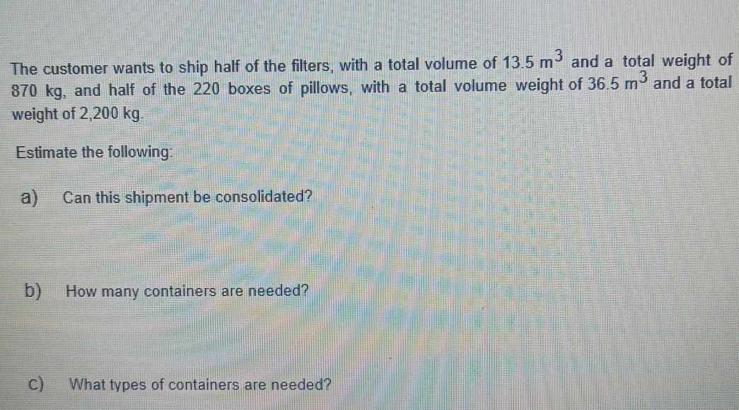 The customer wants to ship half of the filters,