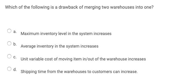 Which of the following is a drawback of merging