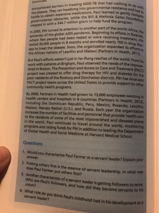 Answer Questions 2 & 4 from Case 10.2 "Servant