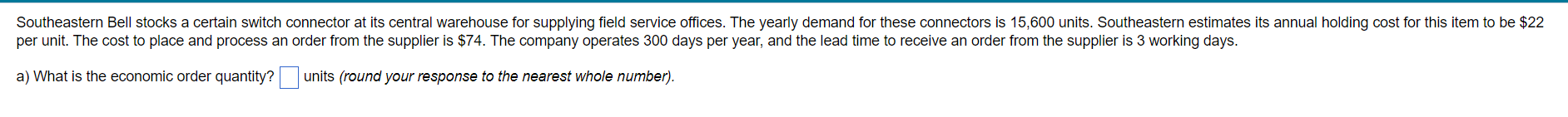 Southeastern Bell stocks a certain switch