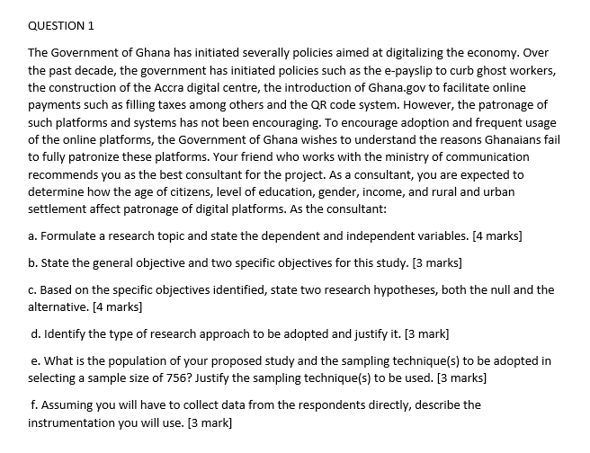 THIS IS A RESEARCH METHOD QUESTION QUESTION 1 The
