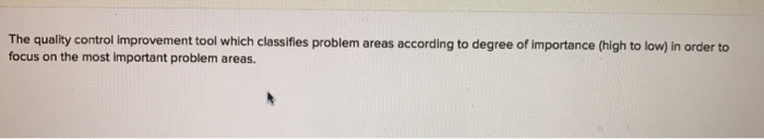 The quality control improvement tool which