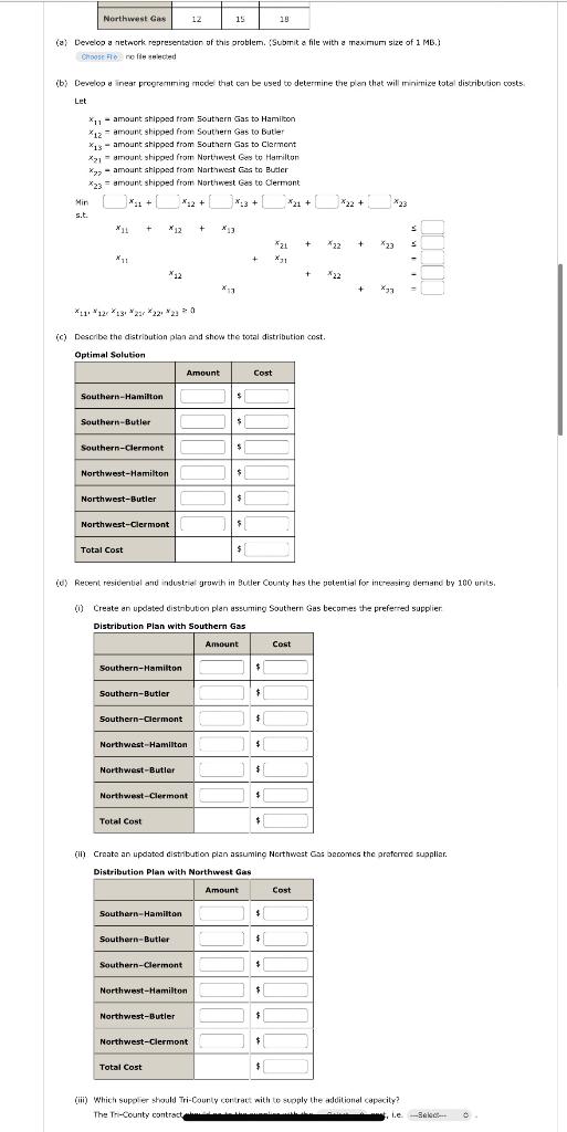 Northwest Gas 12 15 19 (a) Develop a network